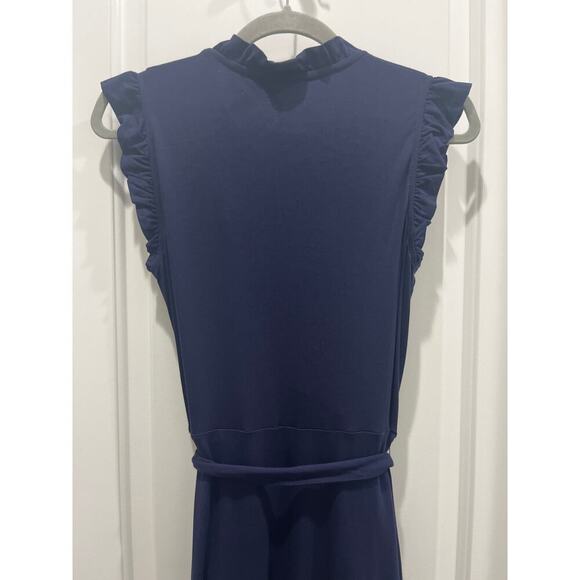 NWT Boden Navy Ruffle Fixed Wrap Jersey Dress Sz US 6 - Picture 9 of 11